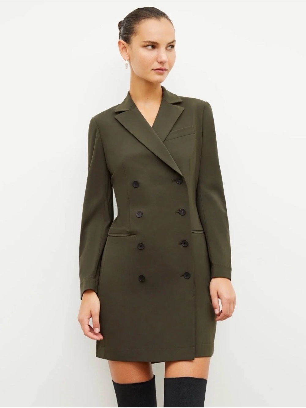 MM Lafleur Olive Green Double-Breasted Trench Dress Coat